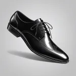 black leather lace-up dress shoes image